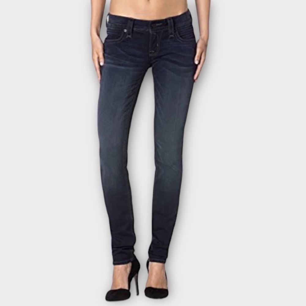 ROCK REVIVAL Blue Denim Skinny Leg Jeans NWT 29 Janeil Midrise Y2K Dark Wash